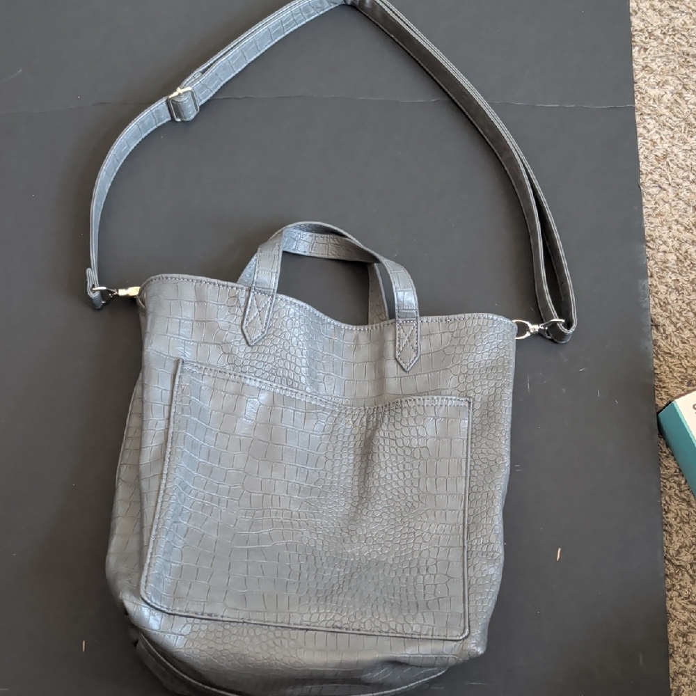 Thirty-One Charcoal Crocodile-Patterned Tote
